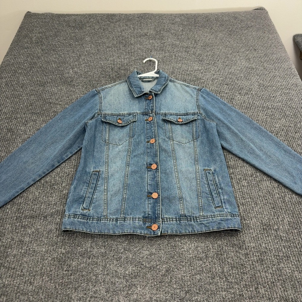 Noisy May Denim Jacket Womens S Blue Cotton Stretch Classic Trucker Casual